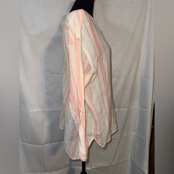 Canyon River Blues, peach and cream stripes. Large - Picture 3 of 6